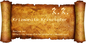 Krizmanits Krisztofer névjegykártya